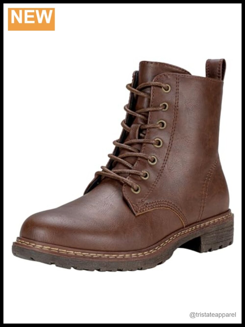 Vepose Women's Combat Boots Lace Up Ankle Booties with Side Zipper
